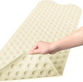 Bligli Bathtub Mat Non-Slip Without Suction Cups, 39x16inch Extra Long Bath Mats for Shower Bathroom, Machine Washable Natural Rubber Shower Tub Mat (39x16inch, Beige)