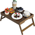 Artmeer Bed Tray Table with Folding Legs,Bamboo Breakfast in Bed for TV Table, Laptop Computer Tray,Eating,Snack Tray (Walnut Medium)