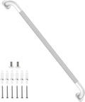 White Shower Grab Bar 36 Inch - 1.25" Diameter, iHansee Bathroom Grab Bar w/Anti-Slip Knurled Grip, Stainless Steel Bath Safety Bars for Senior Elderly, Wall Mounted Toilet Bathtub Balance Handrail