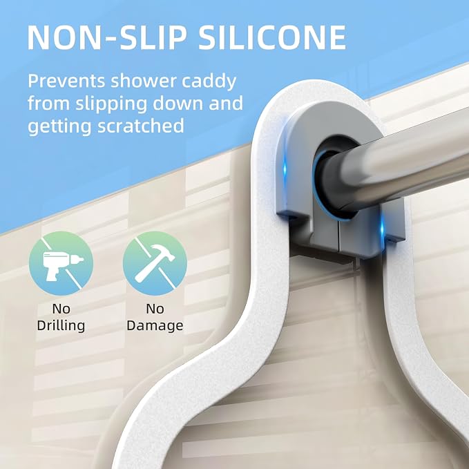 White Hanging Shower Caddy, 3-Tier Bathroom Organizer with Soap Dish, Rust Resistant, Quick Dry, Assembly Required