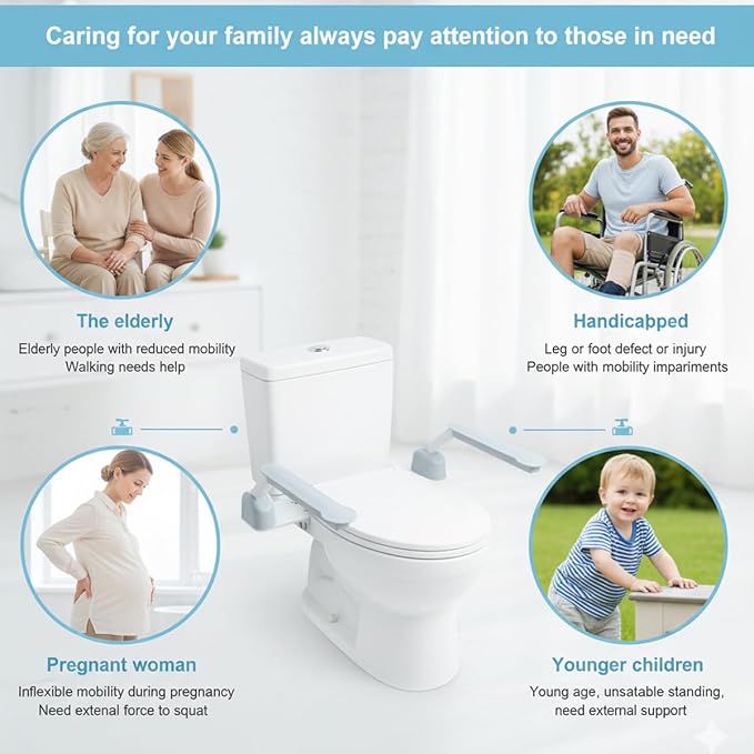 Toilet Handles for Seniors, Toilet seat Safety Frames & Rails Assist for Elderly sit to Stand, Toilet Handicap Rails with arms Toilet Grab Bars for Seniors No Legs Easy Install