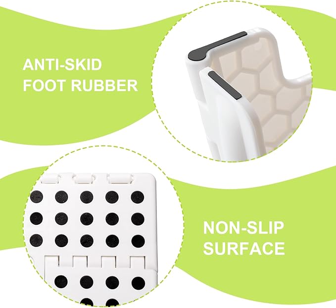 Delxo 9 Inch Folding Step Stool for Kids and Adults,15-Inch Extra Wide Height Large Platform Heavy Duty Stepping Stool More Safe and Comfortable Non Slip Foldable Step Stool White