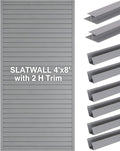 FRAYSCENT Slat Wall Paneling Garage Wall Organizer, Slatwall Panels Garage Tool Organizer Wall Mount Garage Slat Wall Storage Systems, Slat Board PVC Wall Panels (Gray, 8ftx4ft with 2H Trim)