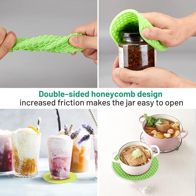 Jar Bottle Opener for Weak Hands,4 &5 in 1 Multi Function Non-Slip Can Lid Opener Tools with Silicone Jar Gripper Pad,Suitable for Seniors,Children and Arthritic Hands (Fruit Green)