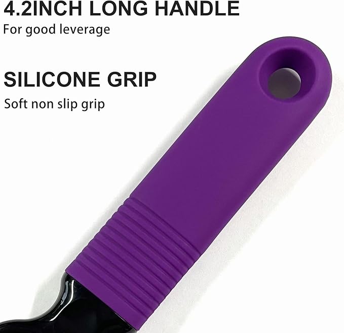 2-Pack Soda Can Opener and Beer Bottle Opener Bartender with Good Grip Silicone Handle, Pop Top Can Tab Opener for Long Nails, Bottle Opener for Arthritic Hand and Seniors, Purple