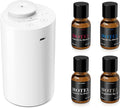 Airversa Waterless Essential Oil Diffuser Starter Kit with 4 x 10mL Hotel Scent Fragrance Oil, Battery Operated Mini Scent Air Machine Portable Diffuser for Home Car Office, AN6Kit-04 White