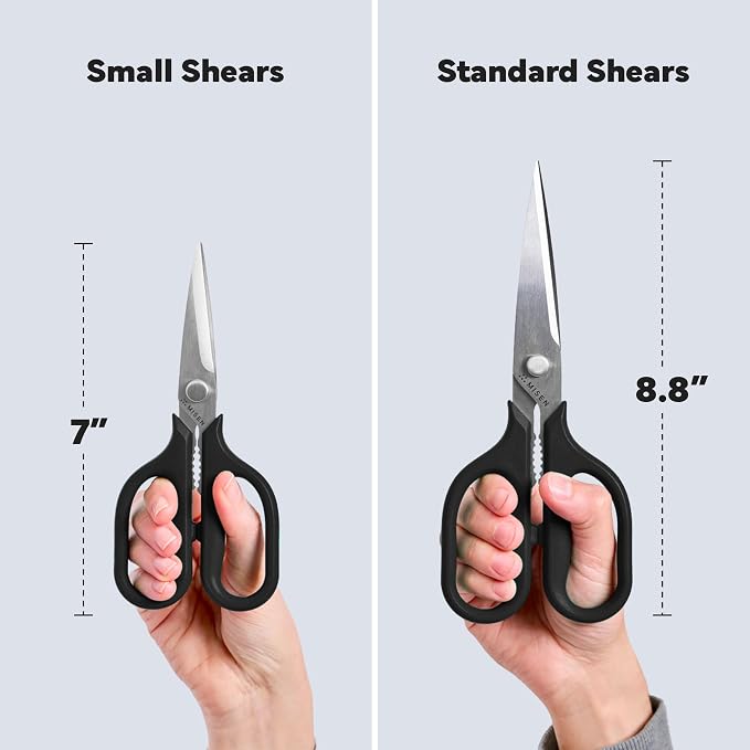 Misen Heavy Duty Kitchen Shears - Comfortable Ambidextrous Scissors for Meat, Poultry, Herbs & More - Easy to Clean - German Stainless Steel - Small | Black