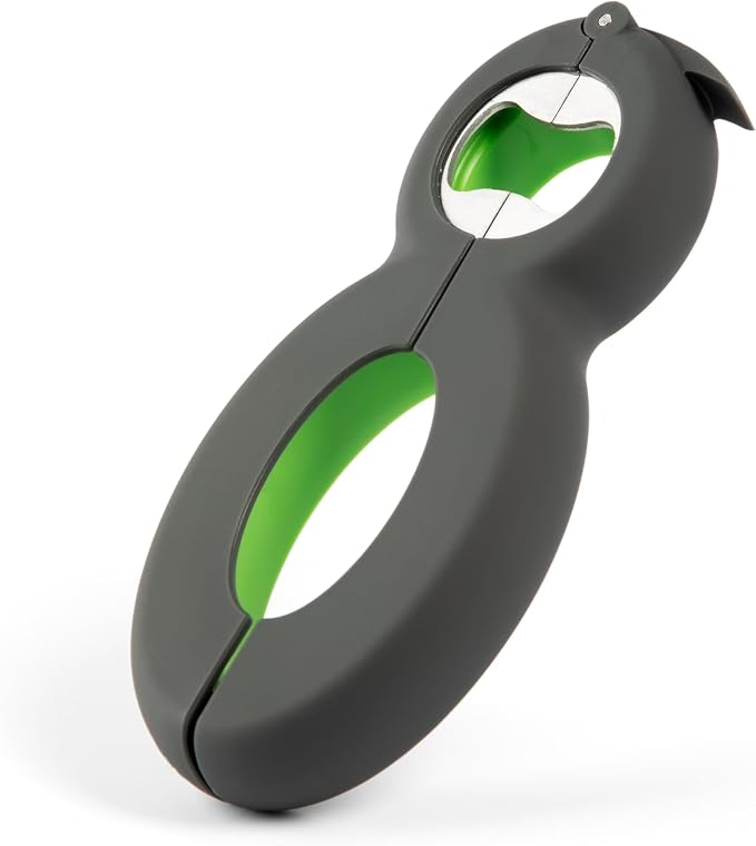 6-in-1 Multi Kitchen Opener - Stainless Steel Multi-Use Tool for Opening Bottles, Cans, Jars, Caps, Compact Design