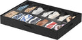 Lifewit Under Bed Shoe Storage Organizer 1 Pack(14 Shoes Cells), 4.3 Inches Profile Fabric Shoes Container Box with Clear Cover, Foldable Storage Bag with 2 Handles, Fits 7 to 14 Pairs