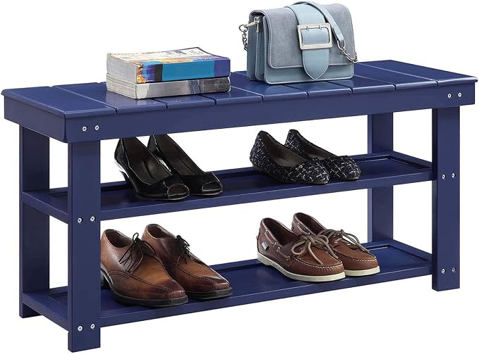 Convenience Concepts Oxford Utility Mudroom Bench, Cobalt Blue