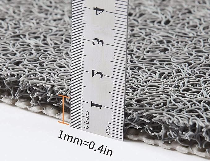 Anti Slip Shower Mat, Soft Textured Bath Mat, Easy Drain Non Slip Comfort Bathtub Mats, Quick Drying PVC Loofah Bathroom Mats, Phthalate Free (15.5" × 23.5", Grey)