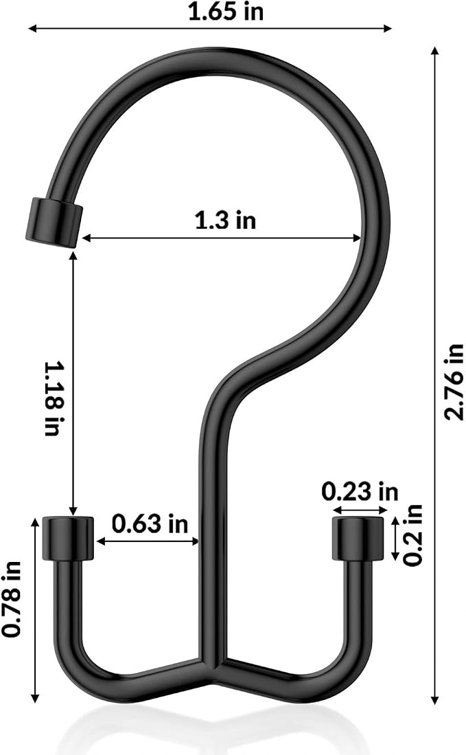 Goowin Shower Curtain Hooks, Shower Curtain Rings, Durable Black Shower Curtain Hooks Rust Proof, Shower Rings for Curtain, Double Glide Shower Hooks for Shower Curtain, Black, 24 Pack-Cylinders