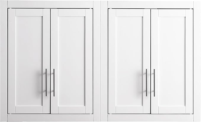 Crosley Furniture Savannah 2-Piece Wall Storage Cabinet, Cabinets for Laundry, Bathroom, Kitchen, White