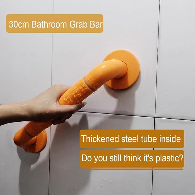 Bathroom Safety Grab Bar,Shower Grab Bars for tub and Shower, Heavy-Duty Shower Handle, Textured Grip,Removable Shower Grab Bars for Seniors and Seniors,Orange