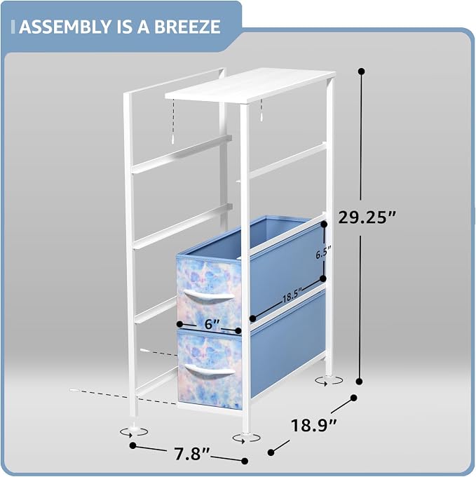 Sorbus Kids Narrow Dresser with 4 Drawers - Vertical Slim Storage Chest of Drawers with Steel Frame, Wood Top & Easy Pull Fabric Bins for Small Spaces, Closets, Bedroom, Bathroom & Laundry
