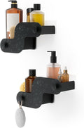 Umbra Nami Shower Caddy Set of 2 – Adhesive Shower Shelf, No Drill Wall Mounted Bathroom Organizer, Rust-Free Plastic Shower Storage Baskets for Shampoo & Toiletries, Ocean Black
