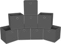 Foldable Storage Cubes Bins ,11 Inch Cloth Storage Cube Fabric Storage Box Cubes Organizer Baskets with Handles for Home Organizer Set of 8 (Grey)