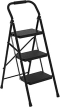 Step Stool for Adults,3 Step Ladder Folding 330lbs Anti Slip Step Stool,Foldable Ergonomic 3 Step Stool with Wide Pedal for Home, Kitchen, Office (Black)