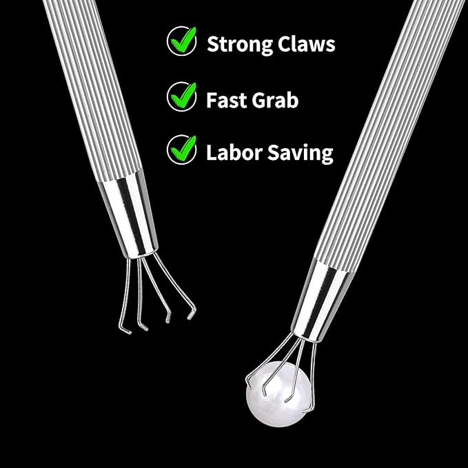 3Pcs Grabber Tool Holder Set Jeweler's Pick Up Sprinkle Pen Jewelry Tweezers 4 Claw Piercing Ball with Prongs Diamond Claw Precision Stainless Steel For Tiny Objects IC Chip Electronic Components