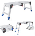 Foldable Aluminum Work Platform, 12.7 lb, Easy-Installation, Capacity of 500 lbs, Non-Slip, Step Stool for Adults with Adjustable Height, Heavy Duty & Portable Step Ladder