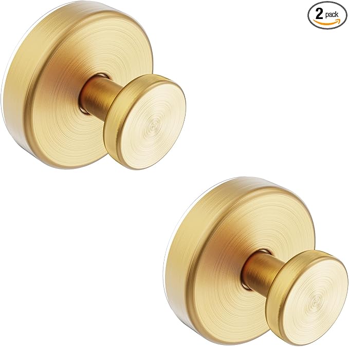 Bntuk Suction Cup Hooks for Shower, Towel Hooks for Bathroom Window Glass, Bath Robe Looafh Hook for Hanging - 2 Pack, Gold