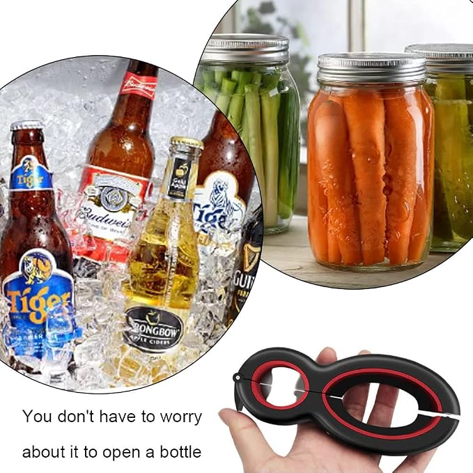 Helping Hand Senior Jar Opener with Silicone Gripper: Easy Opener for Weak Hands, Adjustable 6 in 1 Multifunctional Tool