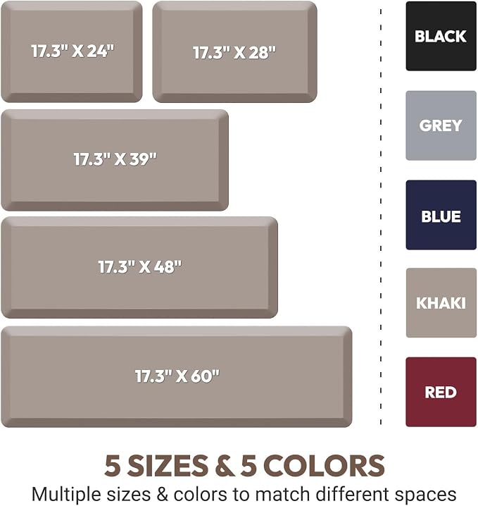 4/5 Inch Thick Kitchen Mat - Cushioned Anti Fatigue Mats for Kitchen Floor - Easy to Clean, Waterproof, Non-Slip Kitchen Rug for Sink, Office, Kitchen (17''x24'' Brown)