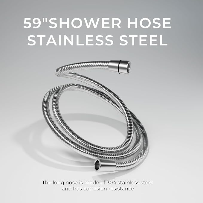 Wide Rain Shower Head With 5 Modes Handheld Showerheads, High Pressure Showerhead Combo with Extension Arm for Bathroom Accessories, Adjustable Shower Head with Anti-Clog Nozzles (Chrome)