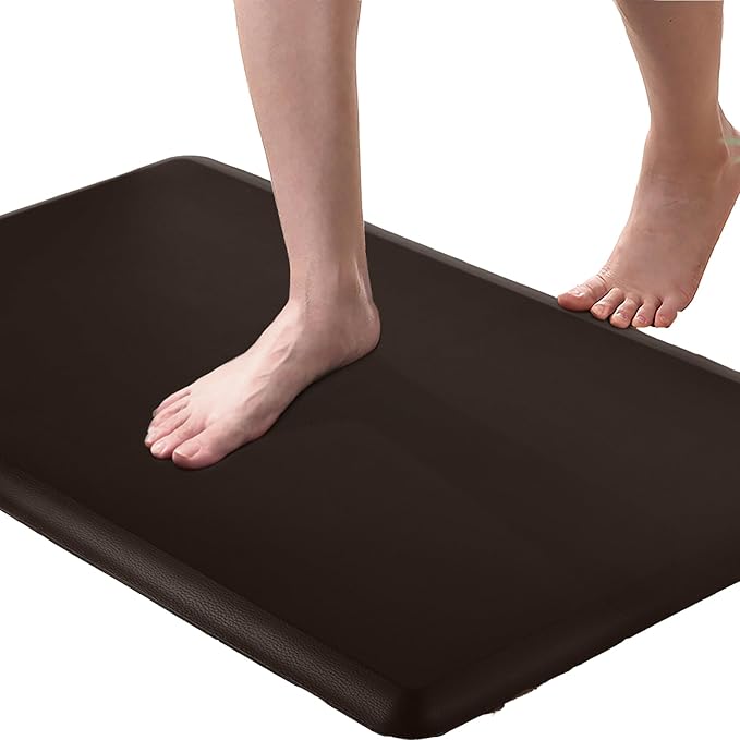 Art3d Anti Fatigue Mat - 1/2 Inch Cushioned Kitchen Mats - Comfort & Non Slip Cushion for Standing Desk, Office or Garage Floor (17.3"x28", Chocolate)