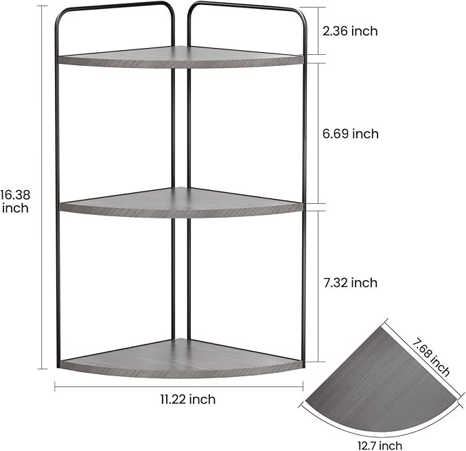 Forest Angle Bathroom Counter Organizer,Countertop Organizer,Vanity Organizers,Bathroom Storage,Bathroom Sink Caddy,Counter Shelf,Corner Counter,Corner Shelves(Black-Grey)