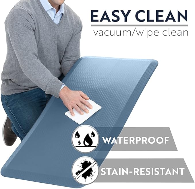KANGAROO Anti Fatigue Mats for Kitchen Floor, Reduce Foot, Knee Pressure, 3/4 Inch Thick Cushioned Ergonomic Mat, Waterproof Comfort Rug for Under Sinks, Standing Desk, Store Floors, 20x32, Sky Blue