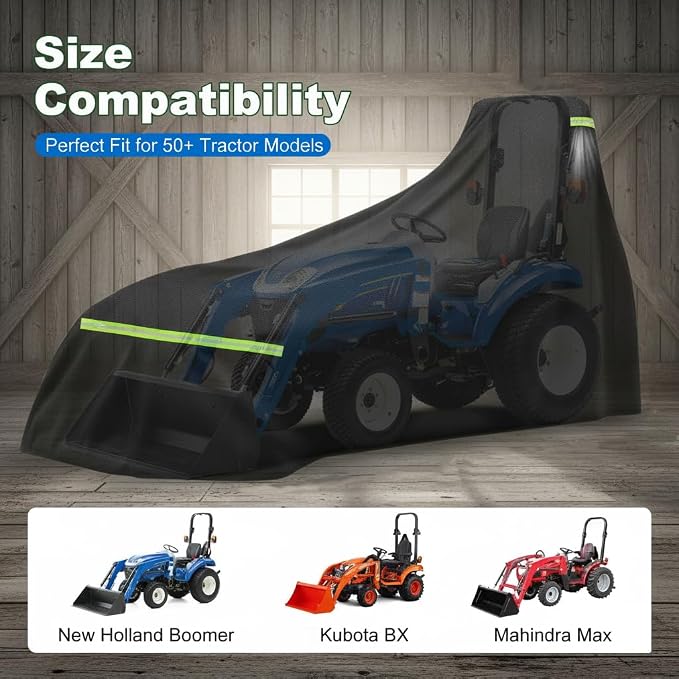Tractor Cover for Branson Tractors 2515H 2020-Present, Compact & Utility Tractors Water-Resistant Outdoor Cover for Tractors with Loader, Heavy Duty Storage Cover