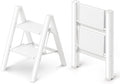 2 Step Ladder, Folding Step Stool with Wider Pedal, Anti-Slip Feet & Non Slip Stripes, Aluminum Sturdy Material, 300Lbs Capacity, Elegant Look of Modern White Better Matches Your Home