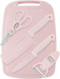 SUJAYU 5 in 1 Mini Knife and Cutting Board Set, Pink, Compact, Stainless Steel, One Size, Adult, Indoor/Outdoor Use
