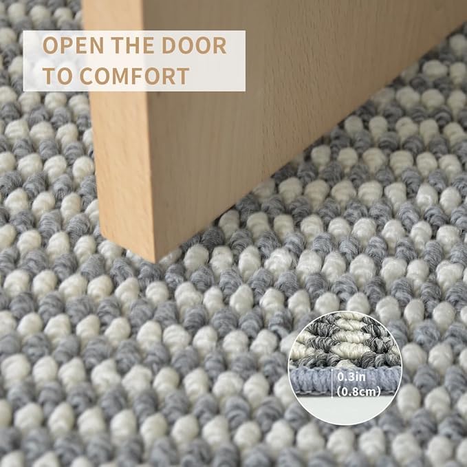 Indoor Doormat, 24" x 40", White and Grey, Non-Slip Backing Protection,Low Profile Front Doormat, Front Door Mat Entrance, Entryway, Exquisite Lock Edge, Kitchen mats for Floor