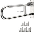 Toilet Grab Bar 24 Inch Chrome, Munzong Anti-Slip Handicap Grab Bars with Paper Holder, Flip-Up Bathroom Safety Rails, Stainless Steel Knurled Support handrails for Seniors Elderly Disabled Pregnant