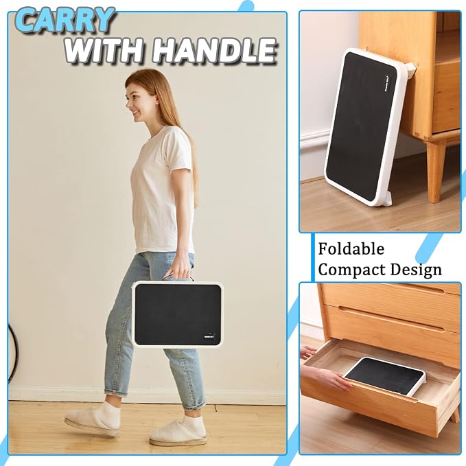 Double Elite 3 Levels Adjustable Folding One Step Stool, Safer Metal Step Stools for Adults/Seniors, Heavy Duty Small Foldable Kitchen Stepping Stool for Bathroom Toddlers, Foot Stool Desk Office Work