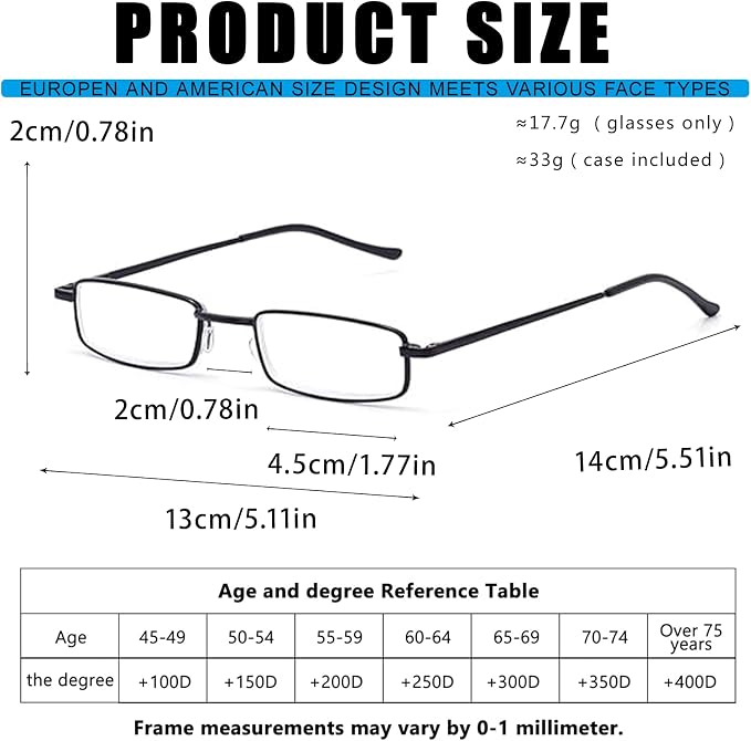 Viseng Slim Mini Metal Reading Glasses Compact Lightweight Portable Readers with Glasses Case for Reading Case +1.0 Purple+gold+red