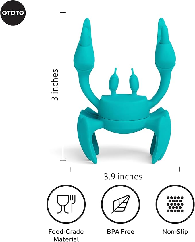 OTOTO Aqua the Crab Silicone Utensil Rest - Silicone Spoon Rest for Stove Top - BPA-Free, Heat-Resistant Kitchen and Grill Utensil Holder - Non-Slip Spoon Holder Stove Organizer and Steam Releaser