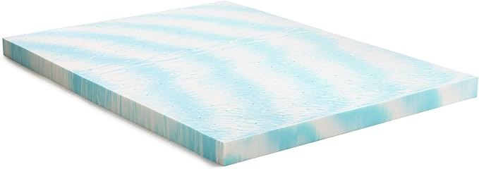 Linenspa 4 Inch Swirl Gel Memory Foam Mattress Topper, Twin XL Size – Cooling Gel Infused, Ventilation Holes – Pressure Relieving Bed Topper – CertiPUR Certified – Dorm Room Essentials