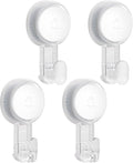 TAILI 4 Pack Powerful Suction Cup Shower Hooks for Towel, Loofah, 360° Rotatable Damage-free Hanging Versatile Wall Hooks for Inside Bathroom, Decoration, Removable Suction Holders, Easy to Use, Clear