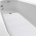 Dunzoom 16" x 40" Non Slip Bathtub Mat with Drain Cut Out Non Skid Safety Bath Mat Adhesive Peel and Stick Bath Tub Mat Arc Angle PEVA Tub Anti Slip Stickers for Shower Floor Wet Areas(White)