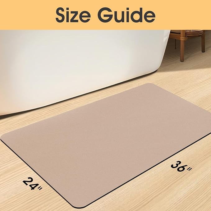 ACCUMTEK Non Slip Bath Mat, Thin Bathroom Rugs Fit Under Door, Quick Dry Bath Mats, Machine Washable Bath Rugs for Bathroom, Bathtub & Kitchen, Bathtub & Kitchen, Taupe/Solid/36 x24