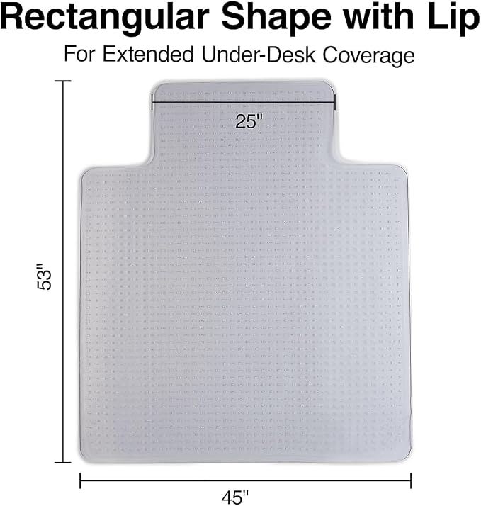 Staples Carpet Chair Mat with Lip, 45" x 53'', High-Pile, Clear (20362-CC)