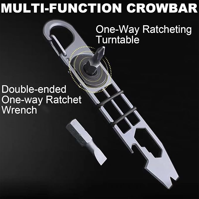 EDC Pry Bar, mighty bar, Keychain Crowbar, Multi Functional Pocket Pry Bar with Wrench,Ratchet screwdrivers, Can Box and Bottle Opener, Versatile Companion for Everyday Carry and Camping Accessories