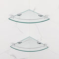 2 Ties Glass Corner Shelf with SUS 304 Stainless Steel Rail Chrome Finished, Esquinero para baños, Rustproof Tempered Glass Shelf, Shower Caddy Organizer 9.8" x 9.8"