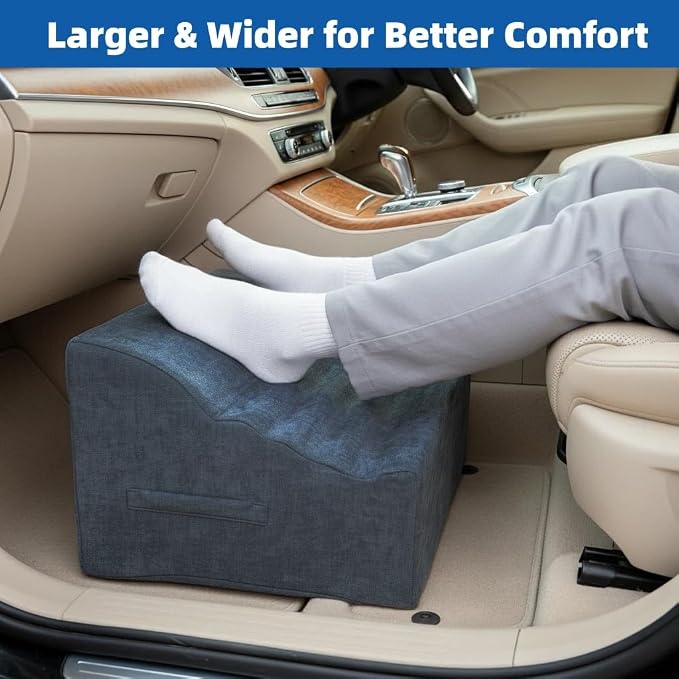 Under Desk Footrest, Multi-Functional Footrest with Portable Handle & Removable Washable Cover - Ergonomic Foot Stool Elevating and Supporting Feet and Legs for Chair and Sofa (Blue)