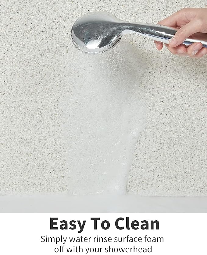 Non Slip Shower Mat, Comfortable Bath mat for Textured Surface,Quick Drying Easy Cleaning Shower Floor Mat for Wet Area,Without Suction Cups 24 x 24 (24"x24", White)