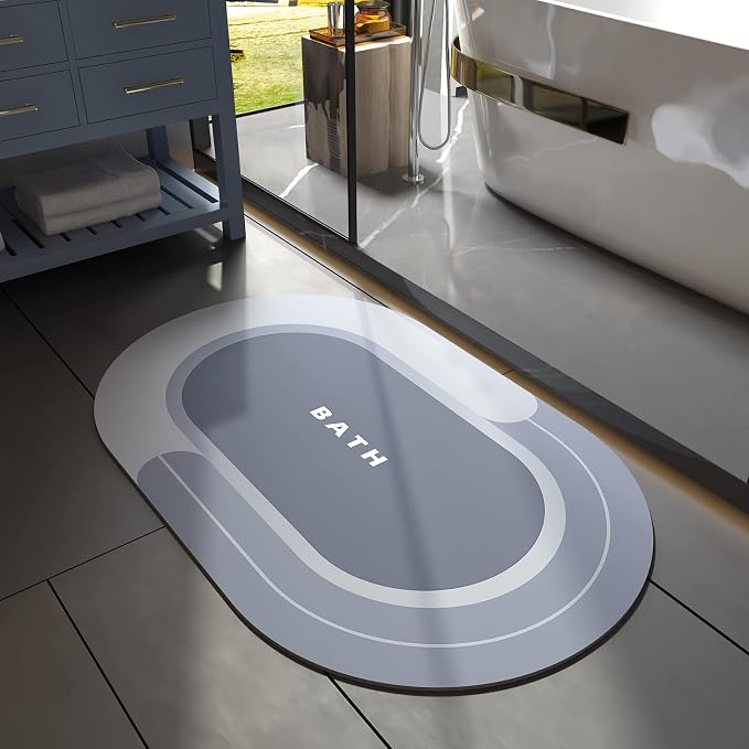 MontVoo Bath Mat - Non Slip, Quick Dry, Stain Resistant Bath Mat Rug for Bathroom Floor - Easy Care Shower Rug for Outside Bathtub - 17"x27" Blue