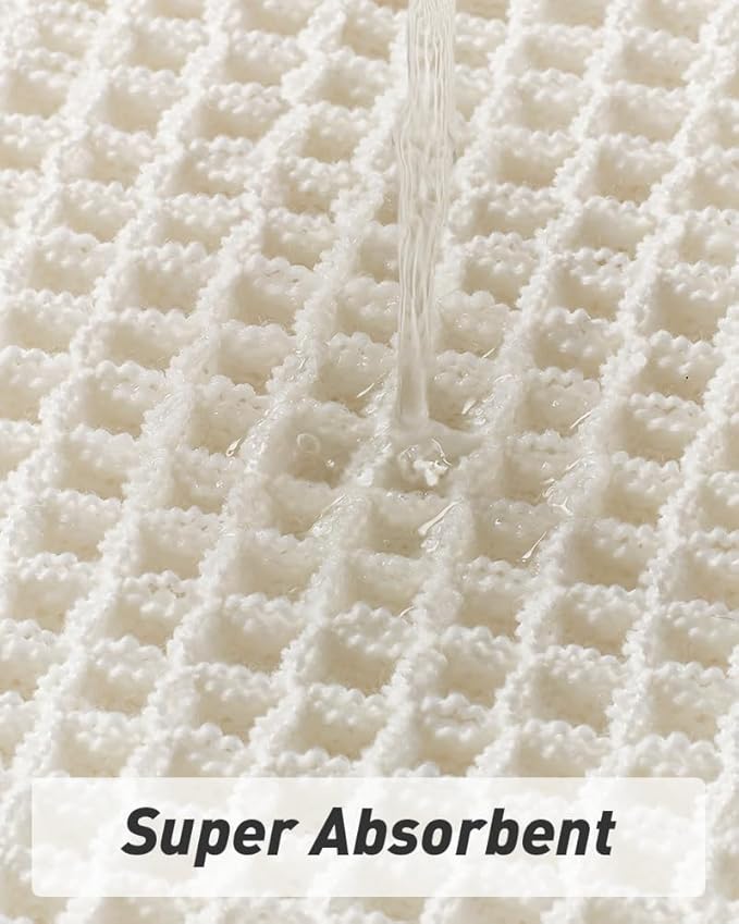 AMOAMI Upgraded Waffle Bath Mat, Super Absorbent Non Slip Bath Mats for Bathroom Floor, Machine Washable Bathroom Boho Rugs with Tassels, Rubber Backed Bathroom Mats, Ultra Soft, 20" x 32"
